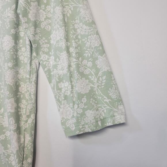 Lands End Shirt Womens Small Green Floral 3/4 Sleeve Cotton Tunic Top Cottage - Picture 7 of 13